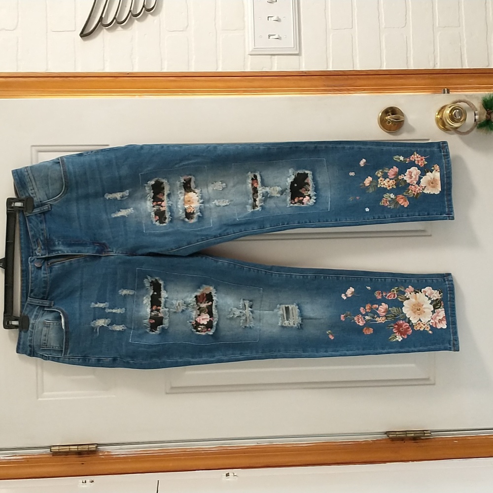 Women's distressed and embellished jeans